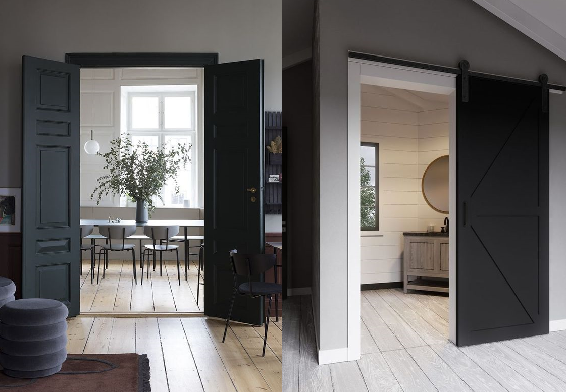 Черные двери в интерьере