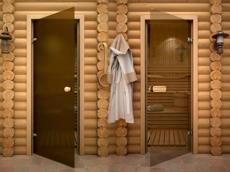 Стеклянные двери для сауны и бани